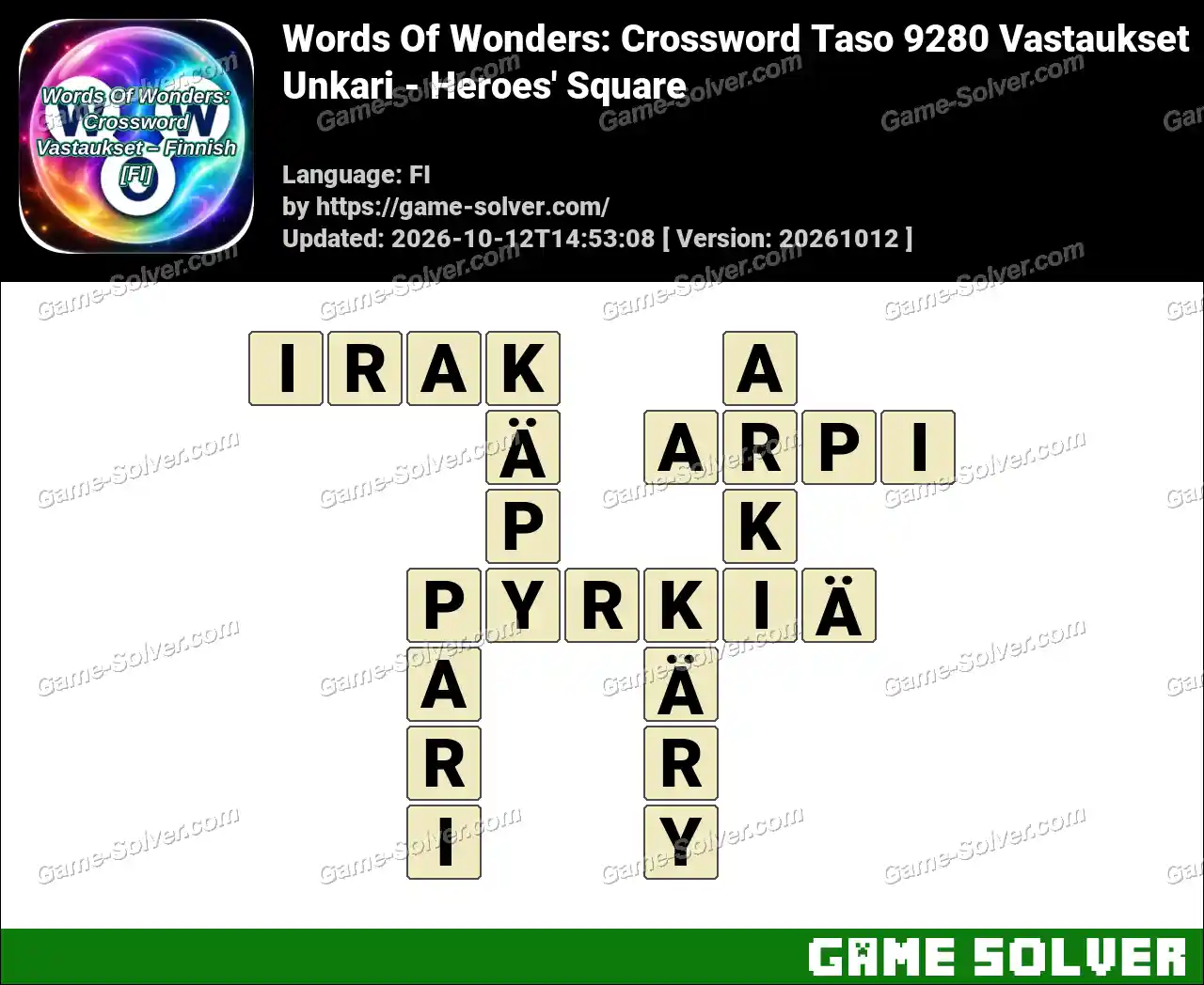 Words Of Wonders: Crossword Taso 9280 Vastaukset – Unkari – Heroes’ Square